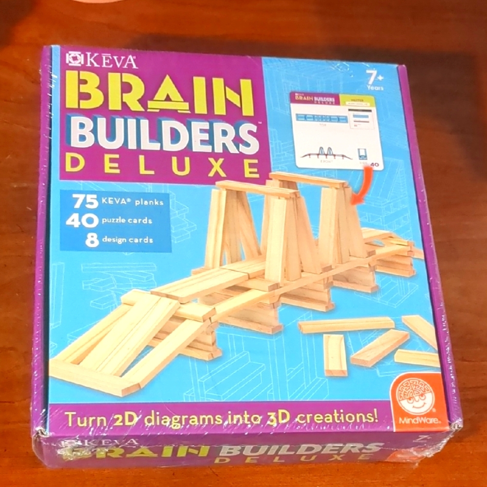 NEW Keva Brain Builders Deluxe Building Toys Set MindWare 75 Wooden Planks STEAM